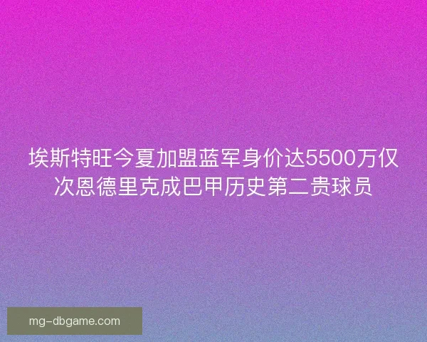 埃斯特旺今夏加盟蓝军身价达5500万仅次恩德里克成巴甲历史第二贵球员